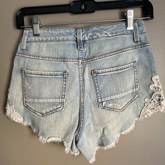 Mossimo High Waisted Short Short Jean Cut Off Shorts Lace Side Detail - Picture 3 of 5